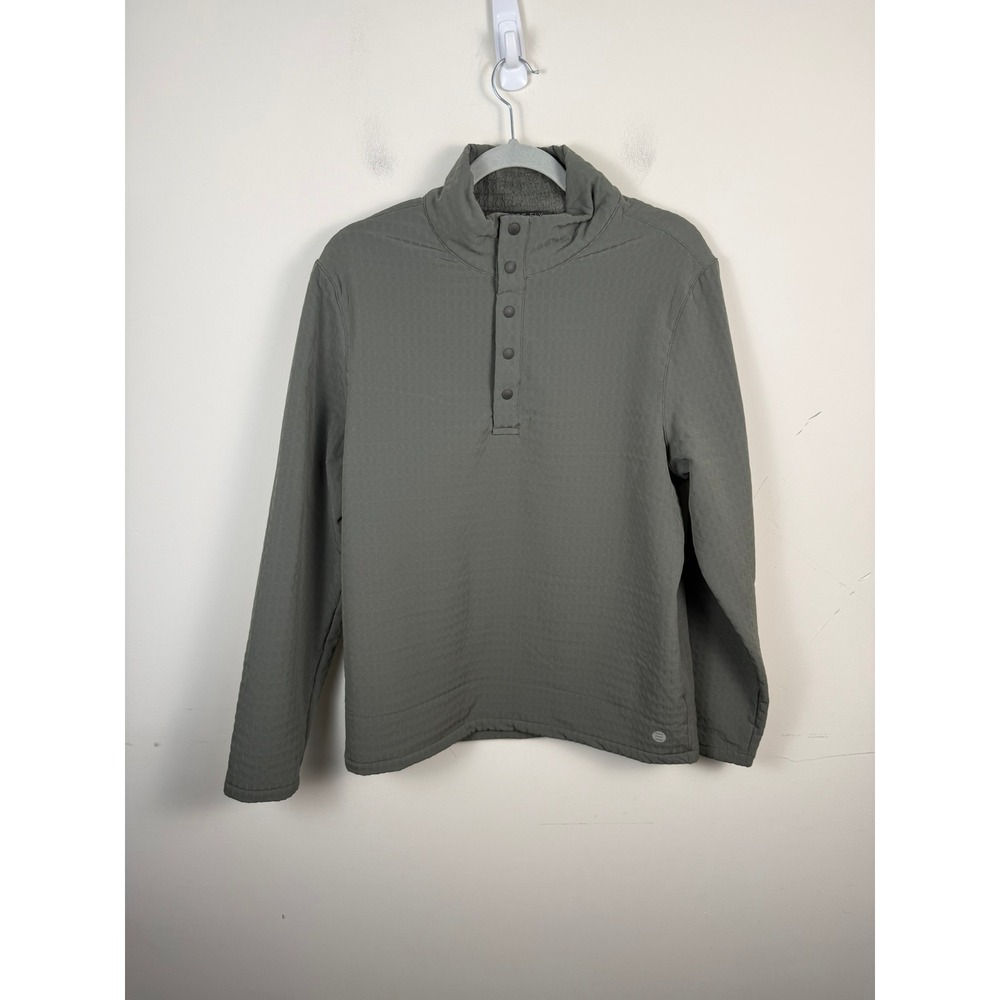 Free Fly Mens Gridback Fleece Snap Pullover Olive Green Size Medium RN166238